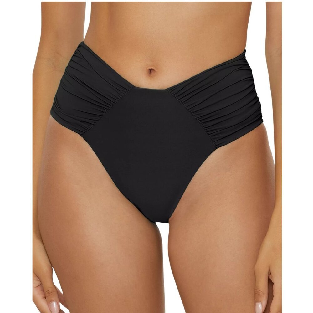 68$ BECCA by Rebecca Virtue Color Code French Cut Bikini Bottom Size XS Black